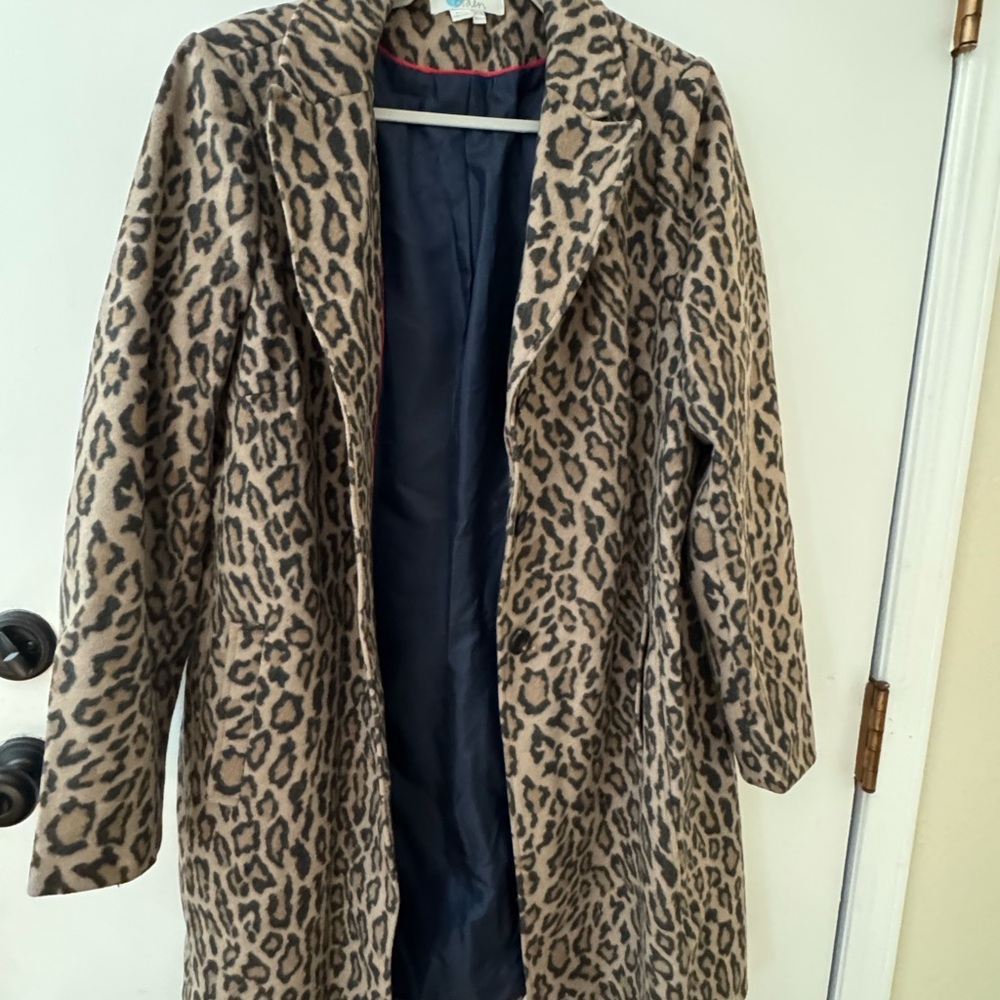 Boden Leopard Print Teddy Jacket